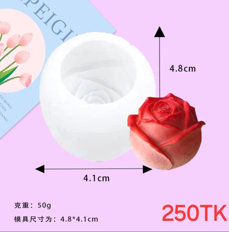 গোলাপ ফুল সিলিকন মোম মোল্ড । Rose candle silicon mold
