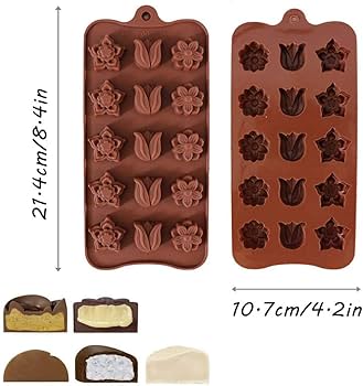 ৩ ডিজাইন ফুল সিলিকন চকলেট মোল্ড।  3 design flower Silicon chocolate mold