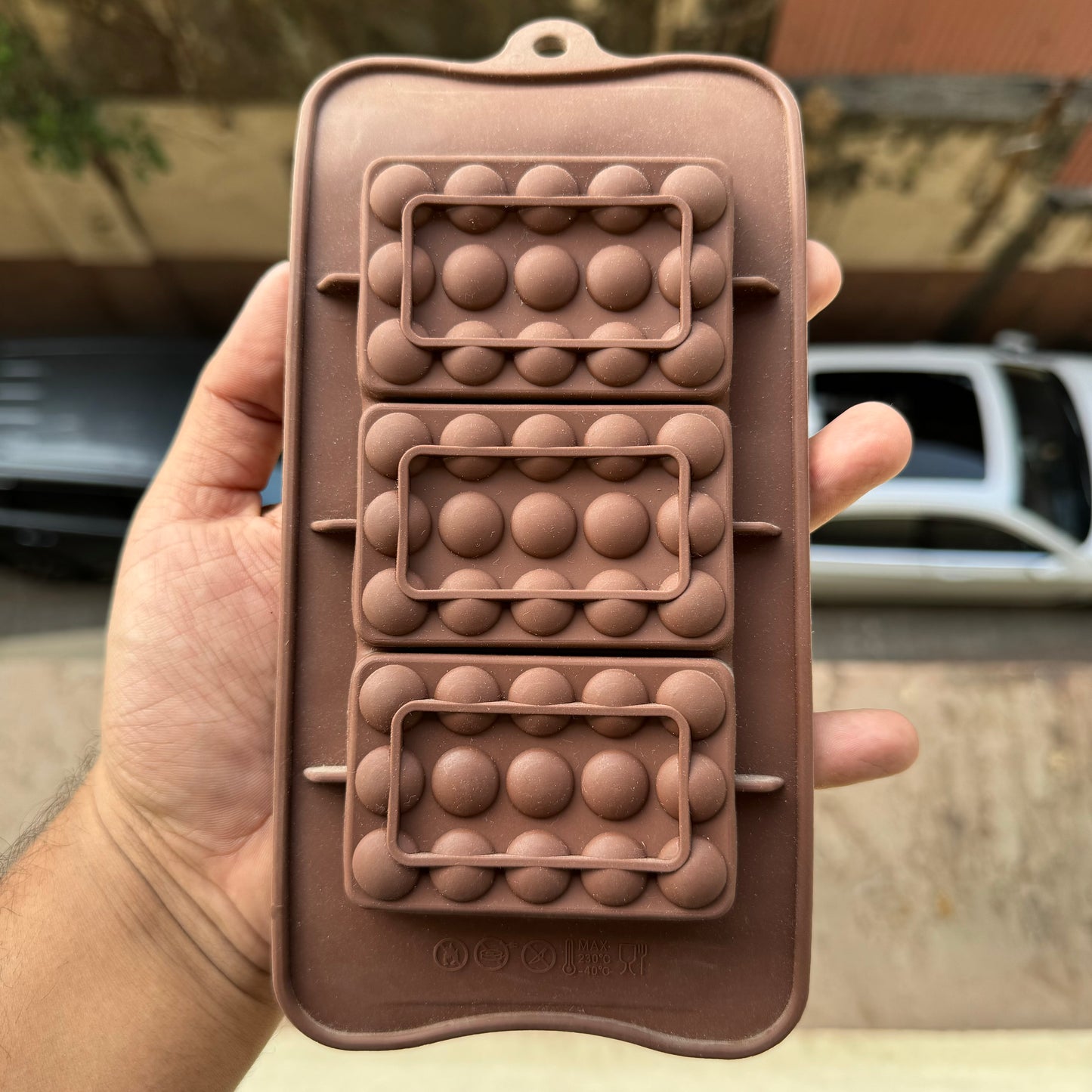 ৩ হোল ডট বার সিলিকন চকলেট মোল্ড।  3 hole dot bar Silicon chocolate mold