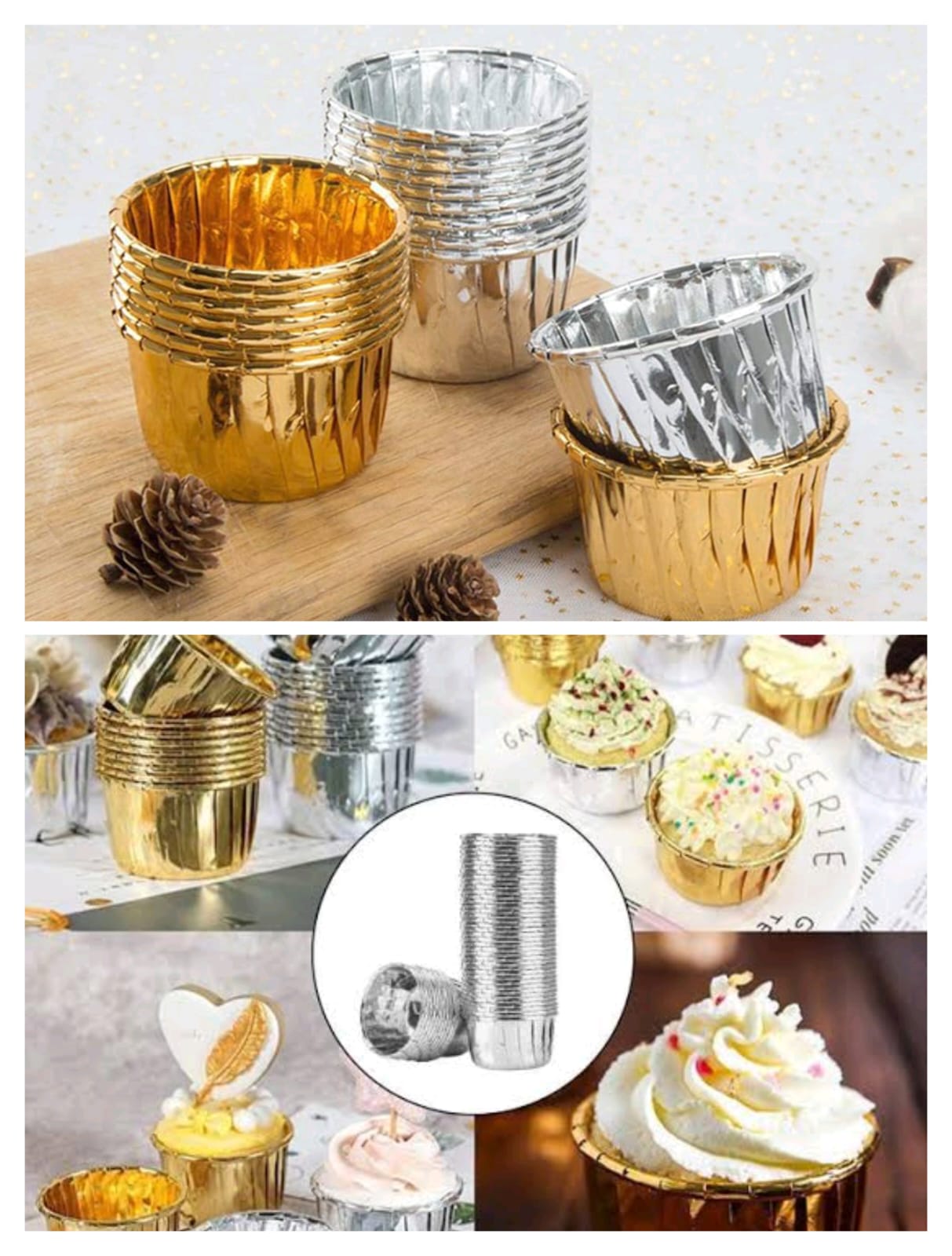 ফয়েল কাপকেক কাগজ। Foil cupcake linear