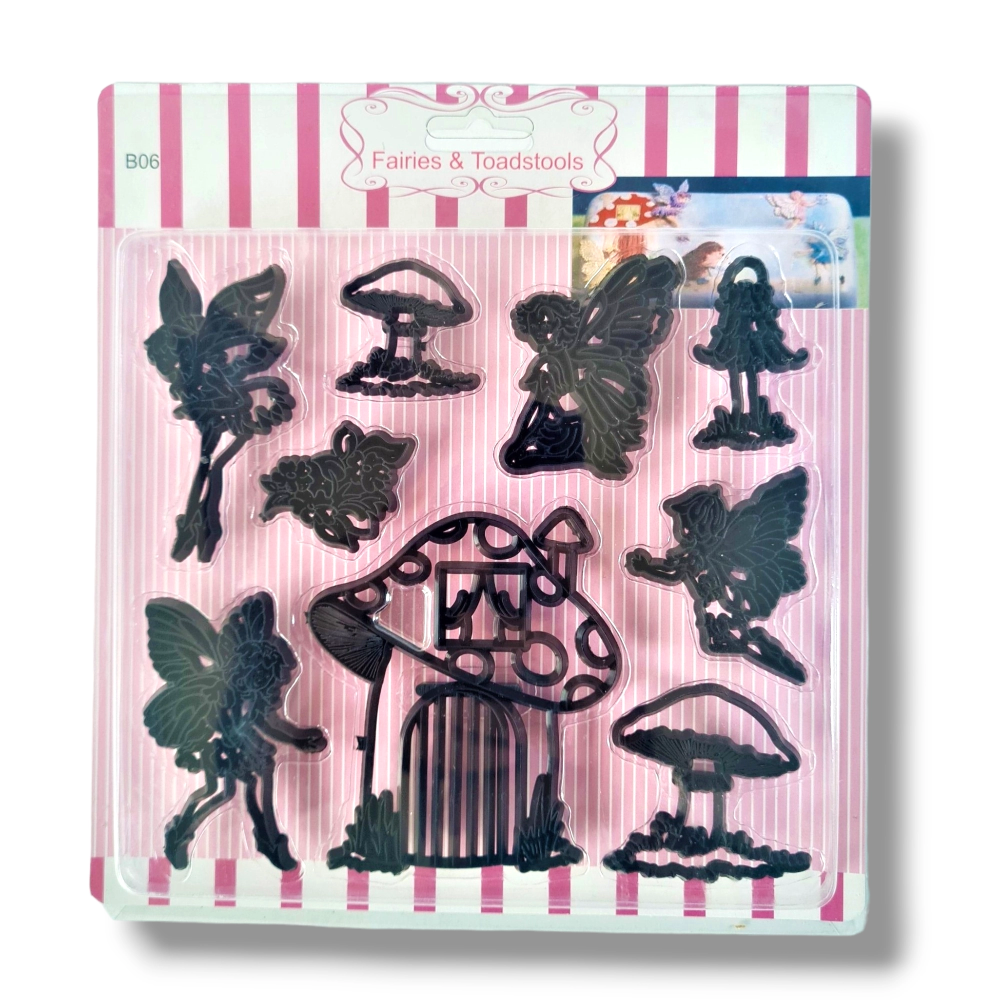 কেক ডেকোর পরী এবং টডটুলস প্লাস্টিক ফন্ডেন্ট কাটার (৯পিছ সেট) Cake decor and toadtools plastic fondent cutter (9pc set)