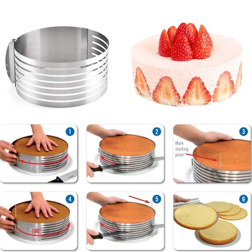 এডজাস্টেবল কেক স্লাইসার স্টেইনলেস স্টিল রিং