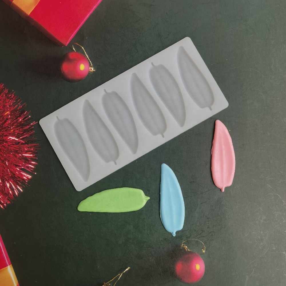 ৬পিছ প্লেন পাতা সাদা সিলিকন চকলেট মোল্ড